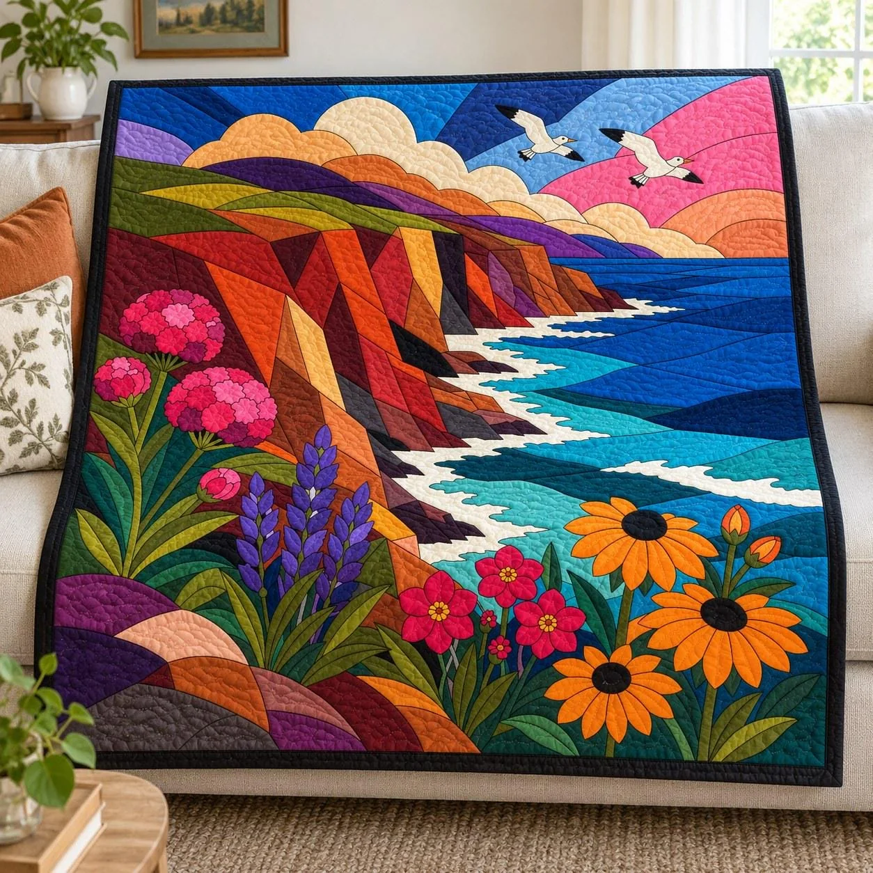 Coastal Cliff Wildflowers quilt pattern